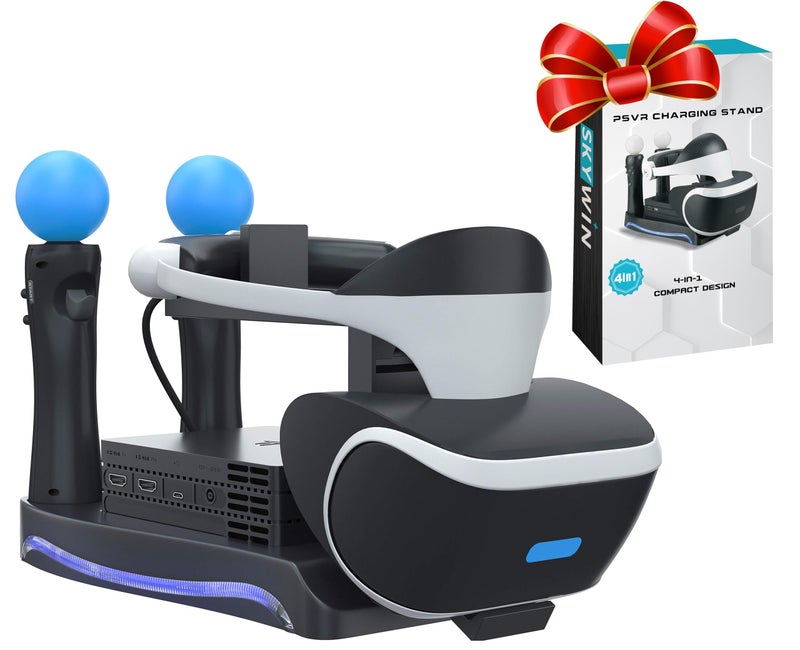 Skywin PSVR Stand for PlayStation VR Headset and Move Controllers â€“ Charging and Display Station, Gift for Christmas, Birthday Gift, Easter Surprise, and Holiday Present Idea for Gamers, Teens & Men - Image 1